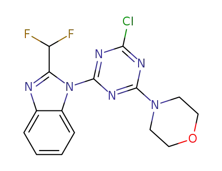 Molecular Structure of 475111-38-7 (4-(4-CHLORO-6-(2-(DIFLUOROMETHYL)-1H-BENZO[D]IMIDAZOL-1-YL)-1,3,5-TRIAZIN-2-YL)MORPHOLINE)
