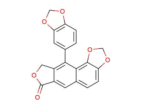 Molecular Structure of 18920-47-3 (10-(1,3-Benzodioxol-5-yl)furo[3',4':6,7]naphtho[1,2-d]-1,3-dioxol-7(9H)-one)