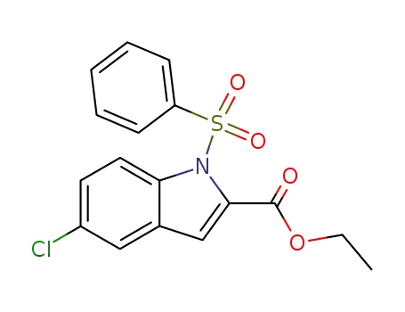 Molecular Structure of 158561-88-7 (1H-Indole-2-carboxylic acid, 5-chloro-1-(phenylsulfonyl)-, ethyl ester)