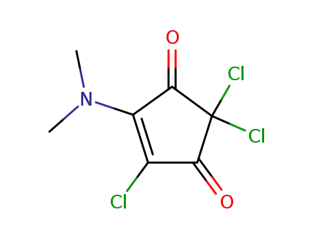 Molecular Structure of 77765-42-5 (4-Cyclopentene-1,3-dione, 2,2,4-trichloro-5-(dimethylamino)-)