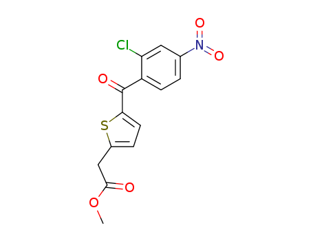 Molecular Structure of 105550-86-5 (2-Thiopheneacetic acid, 5-(2-chloro-4-nitrobenzoyl)-, methyl ester)