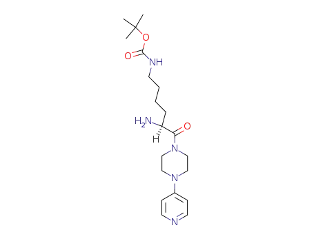 Molecular Structure of 204692-66-0 (CarbaMic acid, N-[(5S)-5-aMino-6-oxo-6-[4-(4-pyridinyl)-1-piperazinyl]hexyl]-, 1,1-diMethylethyl ester)
