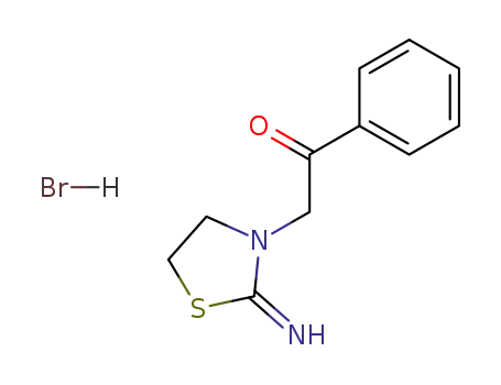 Molecular Structure of 4335-26-6 (2-(2-Iminothiazolidin-3-yl)-1-phenylethan-1-one monohydrobromide)