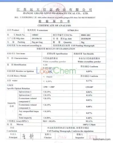 Exemestane 107868-30-4 GMP manufacturer,Jiangsu Grand Xinyi