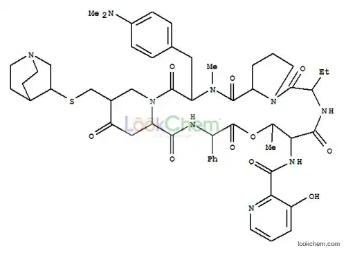 Virginiamycin S1,4-[4-(dimethylamino)-N-methyl-L-phenylalanine]-5-[(2S,5R)-5-[[[(3S)-1-azabicyclo[2.2.2]oct-3-yl]thio]methyl]-4-oxo-2-piperidinecarboxylicacid]-