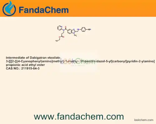 Intermediate of Dabigatran etexilate, 3-[[[2-[[(4-Cyanophenyl)amino]methyl]-1-methyl-1H-benzimidazol-5-yl]carbonyl]pyridin-2-ylamino]propionic acid ethyl ester, Intermediate of Dabigatran