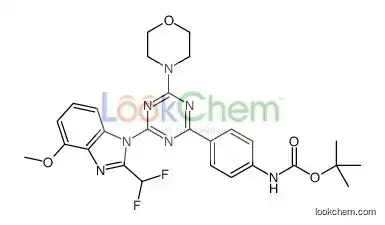 tert-butyl N-[4-[4-[2-(difluoromethyl)-4-methoxybenzimidazol-1-yl]-6-morpholin-4-yl-1,3,5-triazin-2-yl]phenyl]carbamate