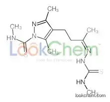 Pyrazole-1-carboxamide, N,3,5-trimethyl-4-(3-oxobutyl)thio-, 4-methyl-3-thiosemicarbazone