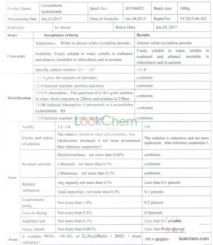 GMP certified Levocetirizine hydrochloride