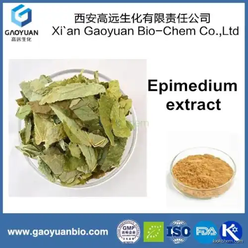 100% natural epimedium extract by China supplier xi'an gaoyuan factory