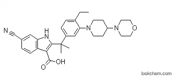 6-cyano-2-(2-(4-ethyl-3-(4-morpholinopiperidin-1-yl)phenyl)propan-2-yl)-1H-indole-3-carboxylic acid
