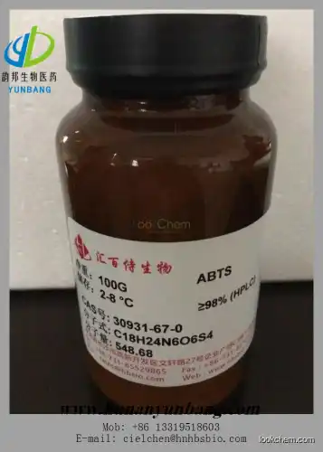 ABTS Diammonium 2,2'-azino-bis(3-ethylbenzothiazoline-6-sulfonate) with cas no. 30931-67-0  most competitive price worldwidely directly from factory ,purity 98%,FREE SAMPLE AVAILABLE
