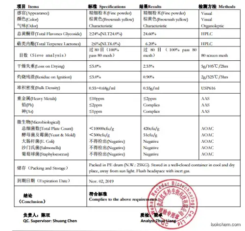 high quality Folium Ginkgo Leaf extract/ Gingko biloba Leaf P.E /Ginkgo Biloba Powder