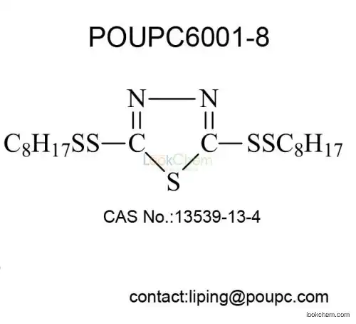 CAS 13539-13-4 2,5-Bis(octyldithio)-1,3,4-thiadiazole POUPC6001-8 Lubricant antioxidant additive
