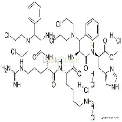 84434-76-4 methyl N-[3-[bis(2-chloroethyl)amino]-N-[N2-[N2-[3-[bis(2-chloroethyl)amino]-3-phenyl-L-alanyl]-L-arginyl]-L-lysyl]-3-phenyl-L-alanyl]-L-histidinate tetrahydrochloride
