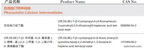 (3R,5S,6E)-7-[2-cyclopropyl-4-(4-fluoro phenyl)-3- quinoline-base]-2,2-dimethyl-1,3-dioxane-6- heptene acid tert-butyl ester(147489-06-3)