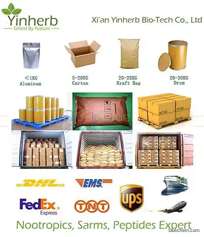 BPC-157 raw powder and vials packing from Yinherb-Lab