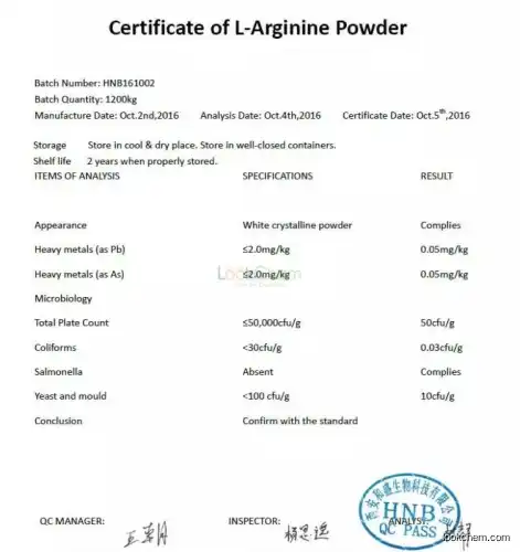 99% food & medicine grade  L-arginine