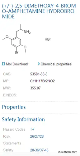 Hot sale 12345 (+-)-2,5-dimethoxy-4-bromoamphetamine*hydrobromid CAS NO.53581-53-6