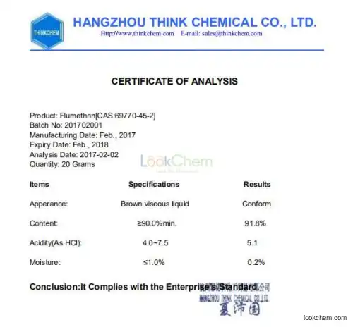 Manufacture Flumethrin 92% purity Pesticide