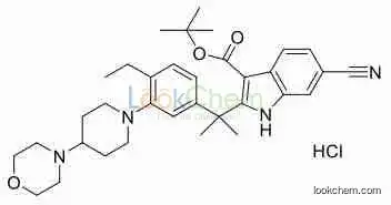 tert-butyl6-cyano-2-(2-(4-ethyl-3-(4-morpholinopiperidin-1-yl)phenyl)propan-2-yl)-1H-indole-3-carboxylate