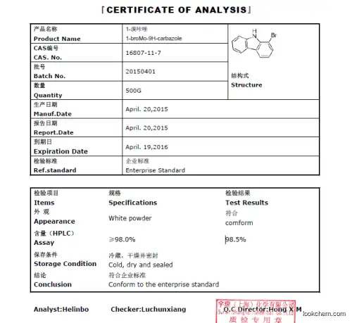 UIV Chem factory price 1-Bromocarbazole 16807-11-7