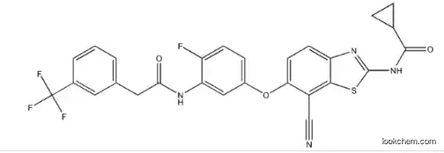 N-[7-cyano-6-[4-fluoro-3-[[2-[3-(trifluoromethyl)phenyl]acetyl]amino]phenoxy]-1,3-benzothiazol-2-yl]cyclopropanecarboxamide,1228591-30-7