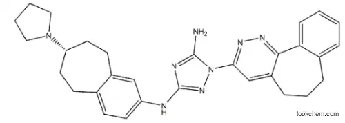 1-(6,7-dihydro-5H-benzo[2,3]cyclohepta[2,4-d]pyridazin-3-yl)-3-N-[(7S)-7-pyrrolidin-1-yl-6,7,8,9-tetrahydro-5H-benzo[7]annulen-3-yl]-1,2,4-triazole-3,5-diamine,1037624-75-1