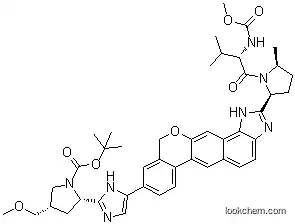 (2S,4S)-2-[5-[1,11-Dihydro-2-[(2S,5S)-1-[(2S)-2-[(methoxycarbonyl)amino]-3-methyl-1-oxobutyl]-5-methyl-2-pyrrolidinyl][2]benzopyrano[4',3':6,7]naphth[1,2-d]imidazol-9-yl]-1H-imidazol-2-yl]-4-(methoxym