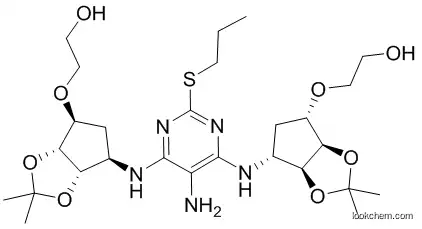 2,2'-(((3aR,3a'R,4S,4'S,6R,6aS,6'R,6a'S)-((5-amino-2-(propylthio)pyrimidine-4,6-diyl)bis(azanediyl))bis(2,2-dimethyltetrahydro-4H-cyclopenta[d][1,3]dioxole-6,4-diyl))bis(oxy))bis(ethan-1-ol)
