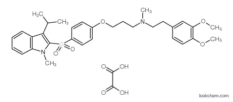 SR 33805 oxalate,3,4-Dimethoxy-N-methyl-N-[3-[4-[[1-methyl-3-(1-methylethyl)-1H-indol-2-yl]sulfonyl]phenoxy]propyl]benzeneethanamine                          121346-32-5