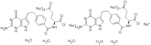 L-Glutamic acid,N-[4-[2-(2-amino-4,7-dihydro-4-oxo-1H-pyrrolo[2,3-d]pyrimidin-5-yl)ethyl]benzoyl]-,sodium salt, hydrate (2:4:5) (9CI)CAS NO.: 357166-30-4