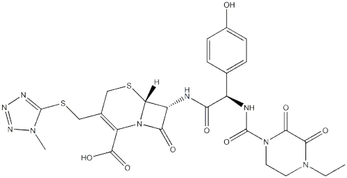 5-Thia-1-azabicyclo[4.2.0]oct-2-ene-2-carboxylicacid,7-[[(2R)-2-[[(4-ethyl-2,3-dioxo-1-piperazinyl)carbonyl]amino]-2-(4-hydroxyphenyl)acetyl]amino]-3-[[(1-methyl-1H-tetrazol-5-yl)thio]methyl]-8-oxo-,(