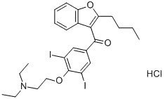 Methanone,(2-butyl-3-benzofuranyl)[4-[2-(diethylamino)ethoxy]-3,5-diiodophenyl]-,hydrochloride (1:1)CAS NO.: 19774-82-4