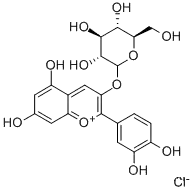 1-Benzopyrylium,2-(3,4-dihydroxyphenyl)-3-(b-D-glucopyranosyloxy)-5,7-dihydroxy-, chloride (1:1)CAS NO.: 7084-24-4
