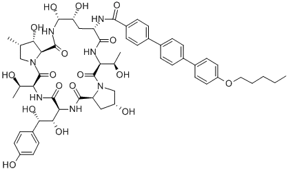 Echinocandin B,1-[(4R,5R)-4,5-dihydroxy-N2-[[4''-(pentyloxy)[1,1':4',1''-terphenyl]-4-yl]carbonyl]-L-ornithine]-CAS NO.: 166663-25-8