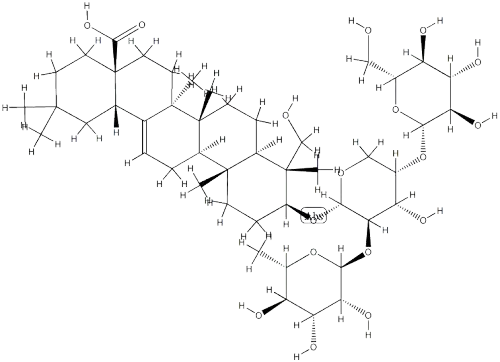 Hederagenin 3-O-α-L-rhaMnopyranosyl(1→2)-(β-D-glucopyranosyl(1→4))-α-L-arabinopyranosideCAS NO.: 68027-15-6