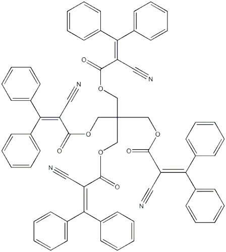 2-Propenoic acid, 2-cyano-3,3-diphenyl-, 2,2-bis(2-cyano-1-oxo-3,3-diphenyl-2-propenyl)oxymethyl-1,3-propanediyl esterCAS NO.: 178671-58-4