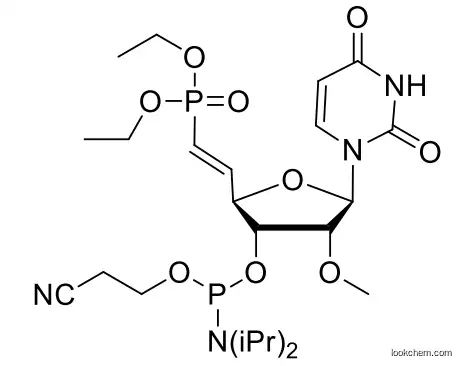 2-cyanoethyl ((2R,3R,4R,5R)-2-((E)-2-(diethoxyphosphoryl)vinyl)-5-(2,4-dioxo-3,4-dihydropyrimidin-1(2H)-yl)-4-methoxytetrahydrofuran-3-yl) diisopropylphosphoramidite