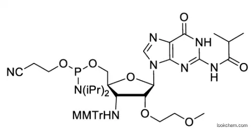2-cyanoethyl (((2S,3R,4R,5R)-5-(2-isobutyramido-6-oxo-1H-purin-9(6H)-yl)-4-(2-methoxyethoxy)-3-(((4-methoxyphenyl)diphenylmethyl)amino)tetrahydrofuran-2-yl)methyl) diisopropylphosphoramidite