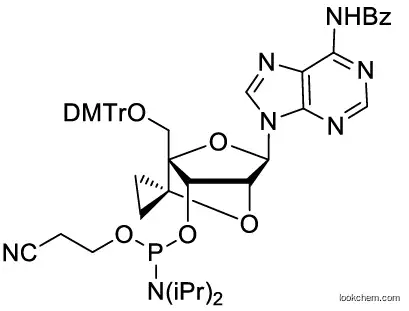 (1R,4R,6R,7S)-6-(6-benzamido-9H-purin-9-yl)-4-((bis(4-methoxyphenyl)(phenyl)methoxy)methyl)-2,5-dioxaspiro[bicyclo[2.2.1]heptane-3,1'-cyclopropan]-7-yl (2-cyanoethyl) diisopropylphosphoramidite