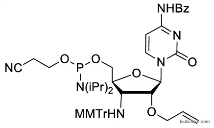 ((2S,3R,4R,5R)-4-(allyloxy)-5-(4-benzamido-2-oxopyrimidin-1(2H)-yl)-3-(((4-methoxyphenyl)diphenylmethyl)amino)tetrahydrofuran-2-yl)methyl (2-cyanoethyl) diisopropylphosphoramidite