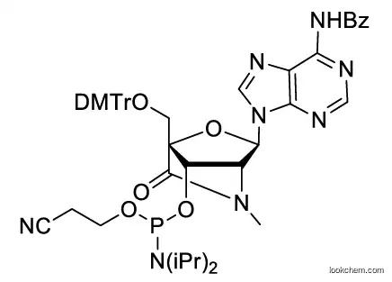 (1R,3R,4R,7S)-3-(6-benzamido-9H-purin-9-yl)-1-((bis(4-methoxyphenyl)(phenyl)methoxy)methyl)-5-methyl-6-oxo-2-oxa-5-azabicyclo[2.2.1]heptan-7-yl (2-cyanoethyl) diisopropylphosphoramidite