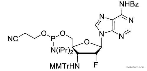 ((2S,3R,4R,5R)-5-(6-benzamido-9H-purin-9-yl)-4-fluoro-3-(((4-methoxyphenyl)diphenylmethyl)amino)tetrahydrofuran-2-yl)methyl (2-cyanoethyl) diisopropylphosphoramidite