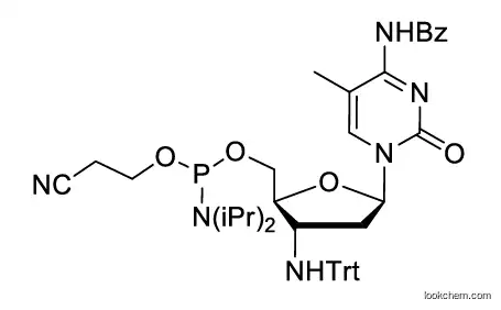 ((2S,3S,5R)-5-(4-benzamido-5-methyl-2-oxopyrimidin-1(2H)-yl)-3-(tritylamino)tetrahydrofuran-2-yl)methyl (2-cyanoethyl) diisopropylphosphoramidite