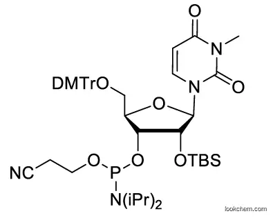 (2R,3R,4R,5R)-2-((bis(4-methoxyphenyl)(phenyl)methoxy)methyl)-4-((tert-butyldimethylsilyl)oxy)-5-(3-methyl-2,4-dioxo-3,4-dihydropyrimidin-1(2H)-yl)tetrahydrofuran-3-yl (2-cyanoethyl) diisopropylphosph