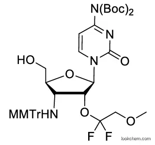 1-((2R,3R,4R,5S)-3-(1,1-difluoro-2-methoxyethoxy)-5-(hydroxymethyl)-4-(((4-methoxyphenyl)diphenylmethyl)amino)tetrahydrofuran-2-yl)-4-(Boc)N(Boc)-pyrimidin-2(1H)-one