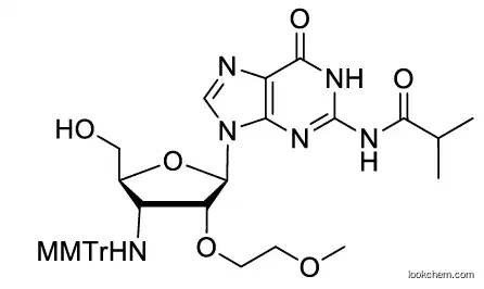 N-(9-((2R,3R,4R,5S)-5-(hydroxymethyl)-3-(2-methoxyethoxy)-4-(((4-methoxyphenyl)diphenylmethyl)amino)tetrahydrofuran-2-yl)-6-oxo-6,9-dihydro-1H-purin-2-yl)isobutyramide