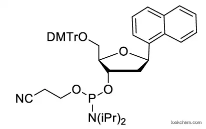 (2R,3S,5R)-2-((bis(4-methoxyphenyl)(phenyl)methoxy)methyl)-5-(naphthalen-1-yl)tetrahydrofuran-3-yl (2-cyanoethyl) diisopropylphosphoramidite