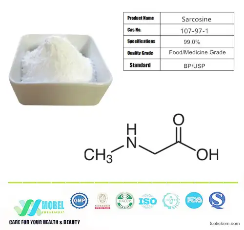 GMP factory supply Nutrition supplement  Sarcosine  107-97-1 N-methylglycine Sarcosine acid Free Samples